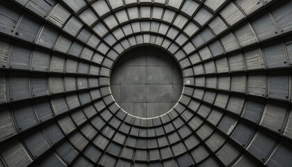 Naklejka premium Architectural design insights modern circular structure urban environment aerial viewpoint abstract concept for creative inspiration