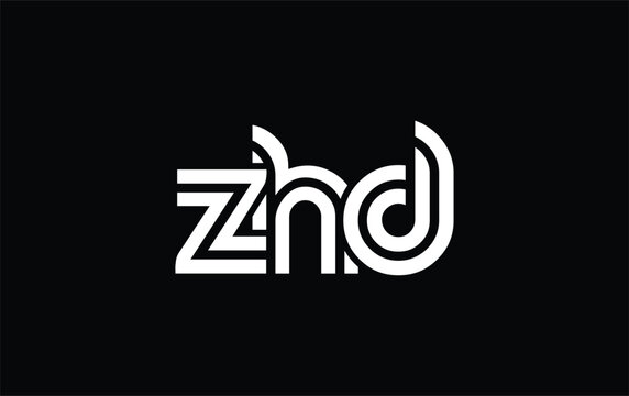 ZHD Creative Unique Modern Letter Logo Design. Stylized logo featuring a unique letter design, presenting abstract minimalist aesthetics and modern appeal.