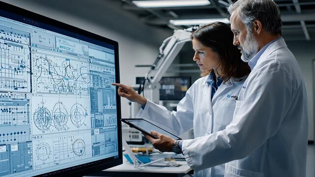 High-Tech Workspace Collaboration in a Modern Research Facility