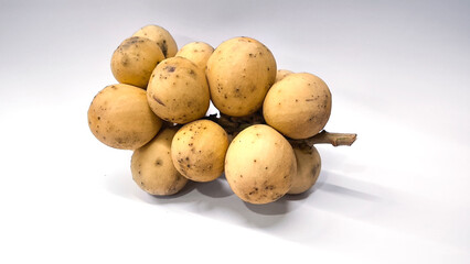 Longkong on white background. Fruit in Thailand.