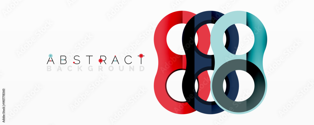 Poster colorful abstract design features overlapping circles. red, blue, teal, gray tones create modern vis