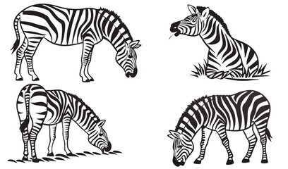 Obraz premium Zebra Silhouette Poses Collection