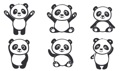 Cartoon Panda Poses Collection