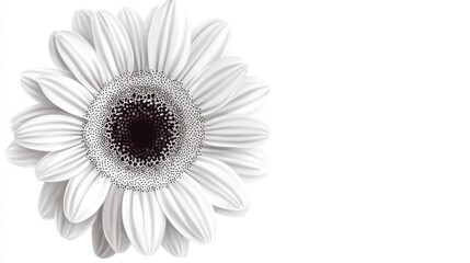 Fototapeta premium Close-up white flower, detailed petals, simple background, graphic design element