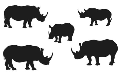 Fototapeta premium Rhinoceros Silhouette Set