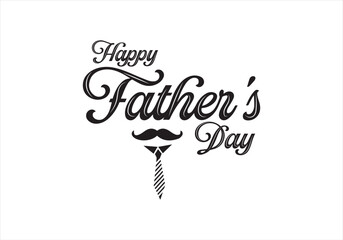 happy father's day typography design with mustache and tie vector