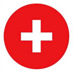 Obraz premium Iconic Health Cross: Red Circle with White Medical Symbol for Emergency and First Aid Signage