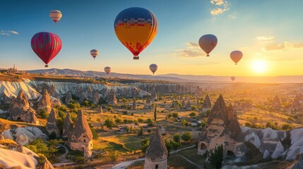 Naklejka premium Sunrise over Cappadocia