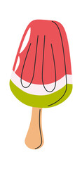 Watermelon shape hand drawn ice-cream
