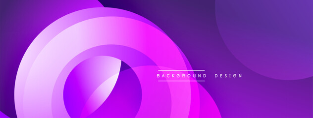 Abstract purple background. Overlapping circles create dynamic flow, smooth gradients. Modern design suitable for digital projects, presentations. Minimalist aesthetic.