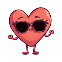 Fototapeta premium Art of a Happy Heart with Sunglasses Fun, Playful Design Ideal for Lifestyle Brands, Self-Love Themes, or Digital Stickers
