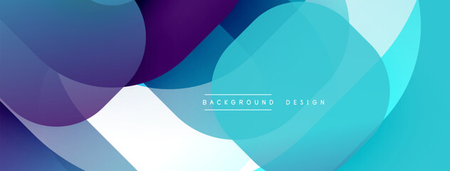 Abstract composition featuring overlapping translucent circles. Shades range from deep purple to vibrant turquoise, creating dynamic visual effect. Modern, clean design suitable for backgrounds.