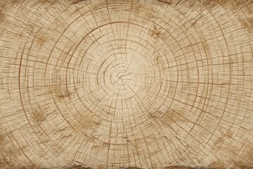 Fototapeta premium Detailed close up of a tree trunk cut, revealing growth rings and wood grain patterns, providing a natural and organic texture for design and background use.