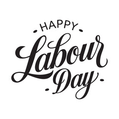 Vector silhouette of clenched fist with wrench, hand lettering of Happy Labour Day 1st of May