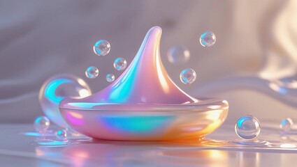 Hyaluronic acid serum texture. Beauty skin care liquid gel background. Clear cosmetic cream with bubbles closeup