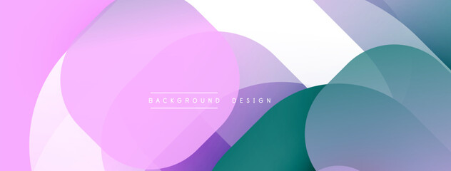 Abstract background features overlapping translucent circles. Soft pastel colorspink, purple, teal, whitecreate gentle gradients. Modern design evokes calm, fluid aesthetic.
