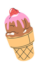 Glazed ice-cream waffle hand drawn
