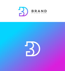 Modern Gradient Number 3D Logo Design Brand Identity