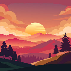 sunset in mountains