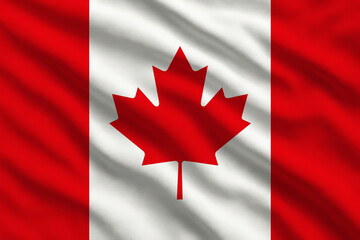 Waving flag of Canada, Canadian flag blowing in the wind, full frame smooth fold