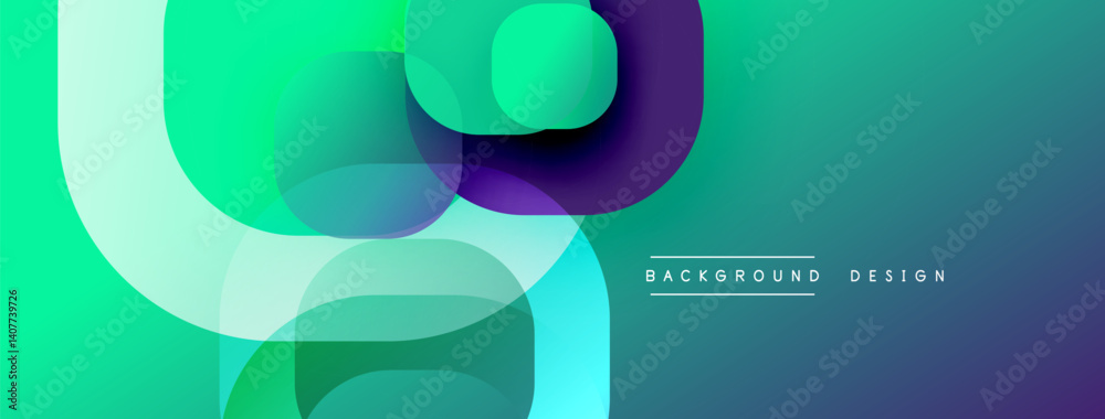 Aufkleber abstract fluid shapes overlap, creating vibrant gradient effect. turquoise, green, purple hues domin