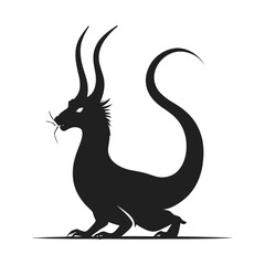 A bold, stylized silhouette of a basilisk dragon, perfect for logo design, posters, or any project needing a strong, mythical image.