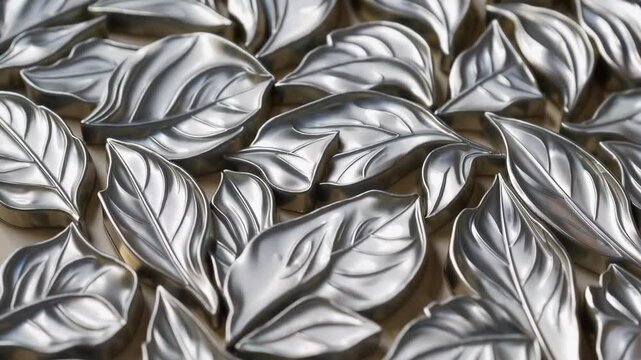 Intricate metallic leaf pattern transforming through dynamic movement