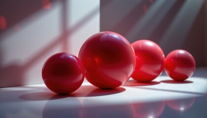 Cinematic Lighting Effect Illustrate spheres illuminated by dramatic lighting, casting soft shadows that enhance the three dimensional effect.