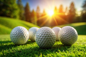 Premium Golf Ball Stock Photo: Close-up of Luxury Golf Balls on a Green