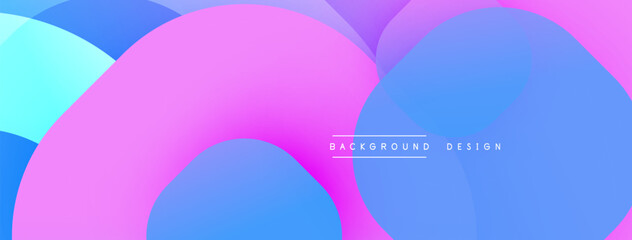 Abstract vibrant background features overlapping circular shapes. Colors transition from blue to purple, creating modern aesthetic. Smooth gradients dominate composition.