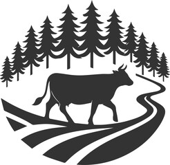 Cow with tree silhouette
