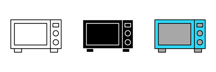 Microwave oven Icon Symbol Collection Isolated on White Background.