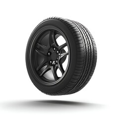 Obraz premium A floating car tire against a solid white background