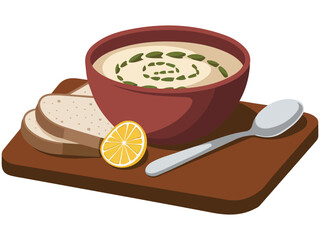pureed asparagus veloute gourmet dish isolated vector illustration on white background