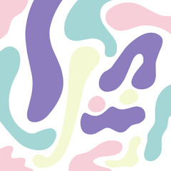 Abstract and organic fluid colored with soft pastel tones. Colorful cute and minimalist blob with pastel tones. Rounded blobby smooth flowing background wallpaper 