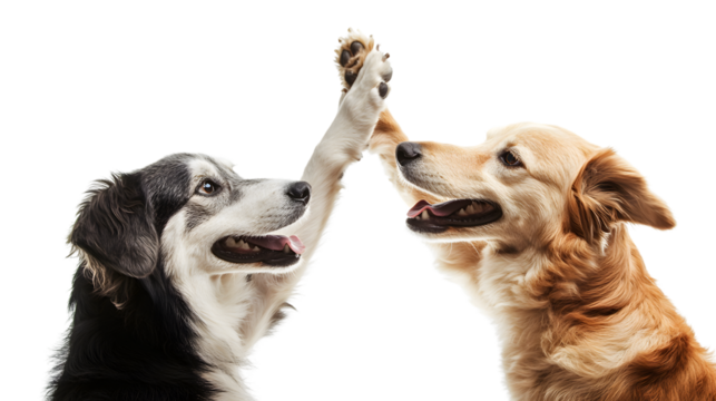 Dogs Giving High Five Collection Isolated on White Background