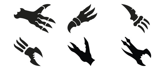 Obraz premium Claw Silhouettes Fierce and Stylized Icon Set