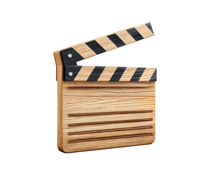 Creative filmmaking clapperboard for movies and video production on a transparent background, cut out