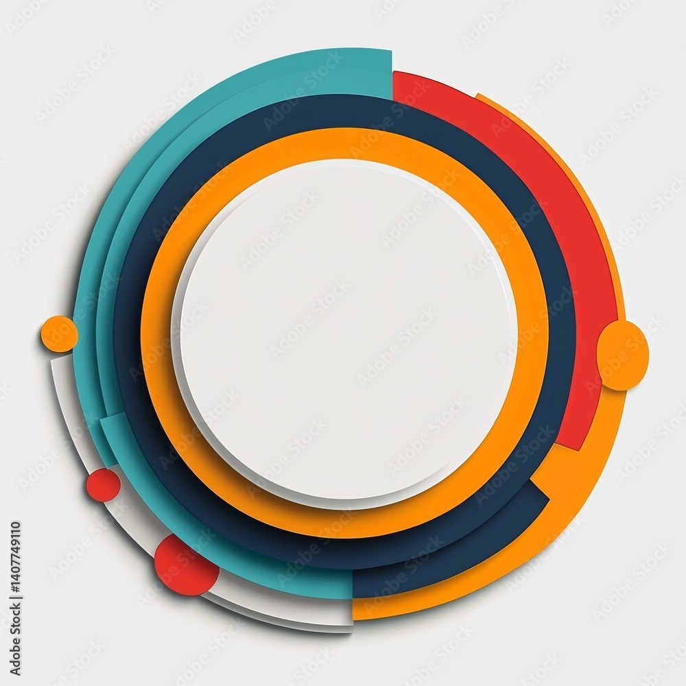 Poster colorful abstract circular design with blank center for text or logo