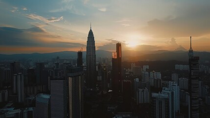 Naklejka premium Kuala Lumpur Twin Towers: Iconic Skyscrapers of Malaysia's Metropolis