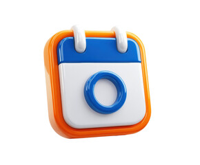 Colorful calendar icon for event planning and reminders on a transparent background, cut out