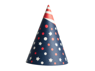Celebration hat for Independence Day party decorations and festivities on a transparent background, cut out