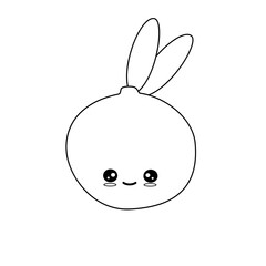 cute hand drawn cartoon character black and white orange fruit funny vector illustration for coloring art