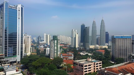 Fototapeta premium Kuala Lumpur Twin Towers: Iconic Skyscrapers of Malaysia's Metropolis