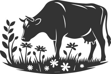 Cow with tree silhouette