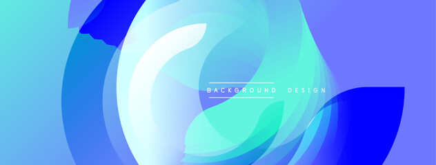 Abstract fluid shapes blend, creating dynamic blue, turquoise gradients. Soft curves overlap, forming modern background design. Minimalist aesthetic, smooth transitions dominate composition.