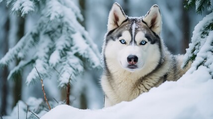 Naklejka premium forest dog with plants