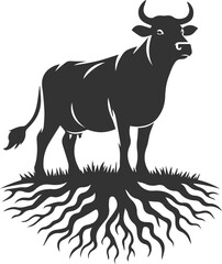 Cow with tree silhouette