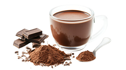 Delicious Hot Chocolate in a Glass Mug with Cocoa Powder for Winter Comfort