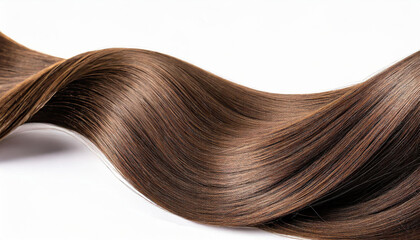 long healthy straight brown hair isolated on white background

